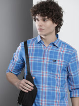 Men's Blue Regular Checks Cotton shirt