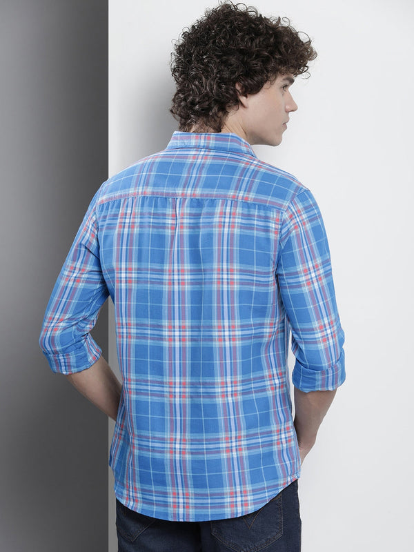 Men's Blue Regular Checks Cotton shirt