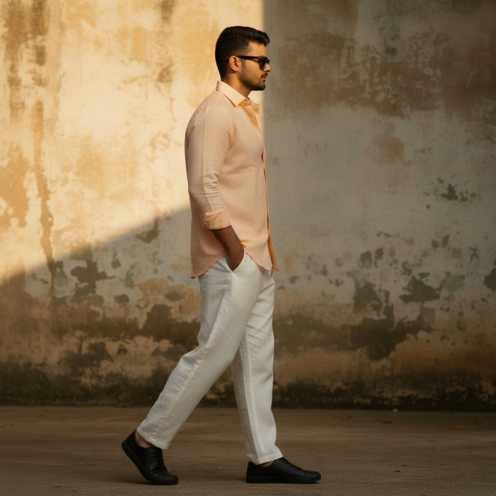 Peach Mist - Linen Cotton Shirt