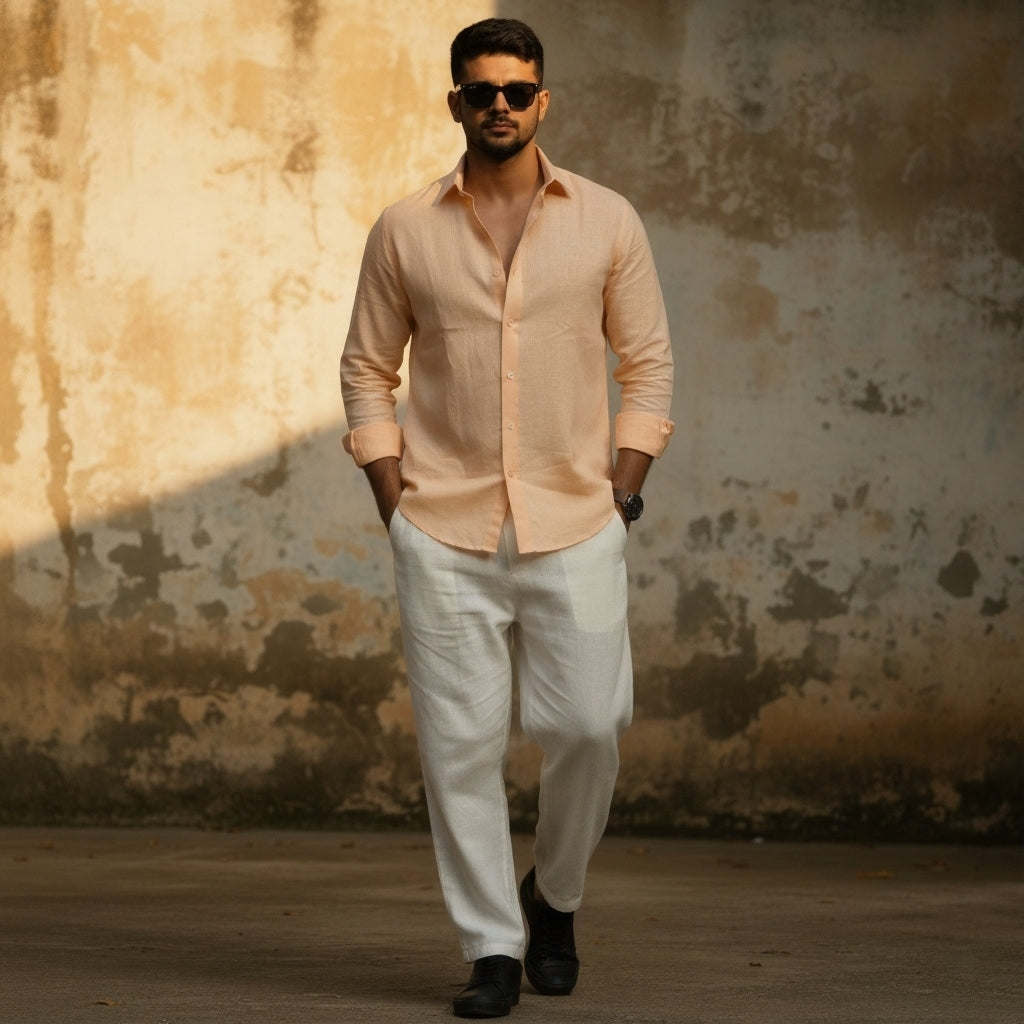 Peach Mist - Linen Cotton Shirt