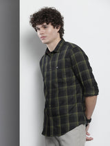 Men's  Black Regular Checks Cotton Shirt