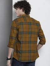 Men's brown Regular Checks Cotton Shirt