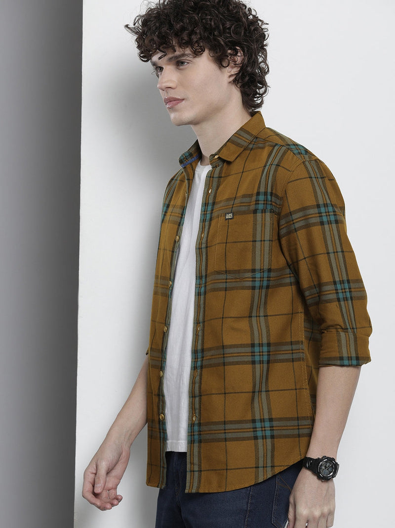 Men's brown Regular Checks Cotton Shirt