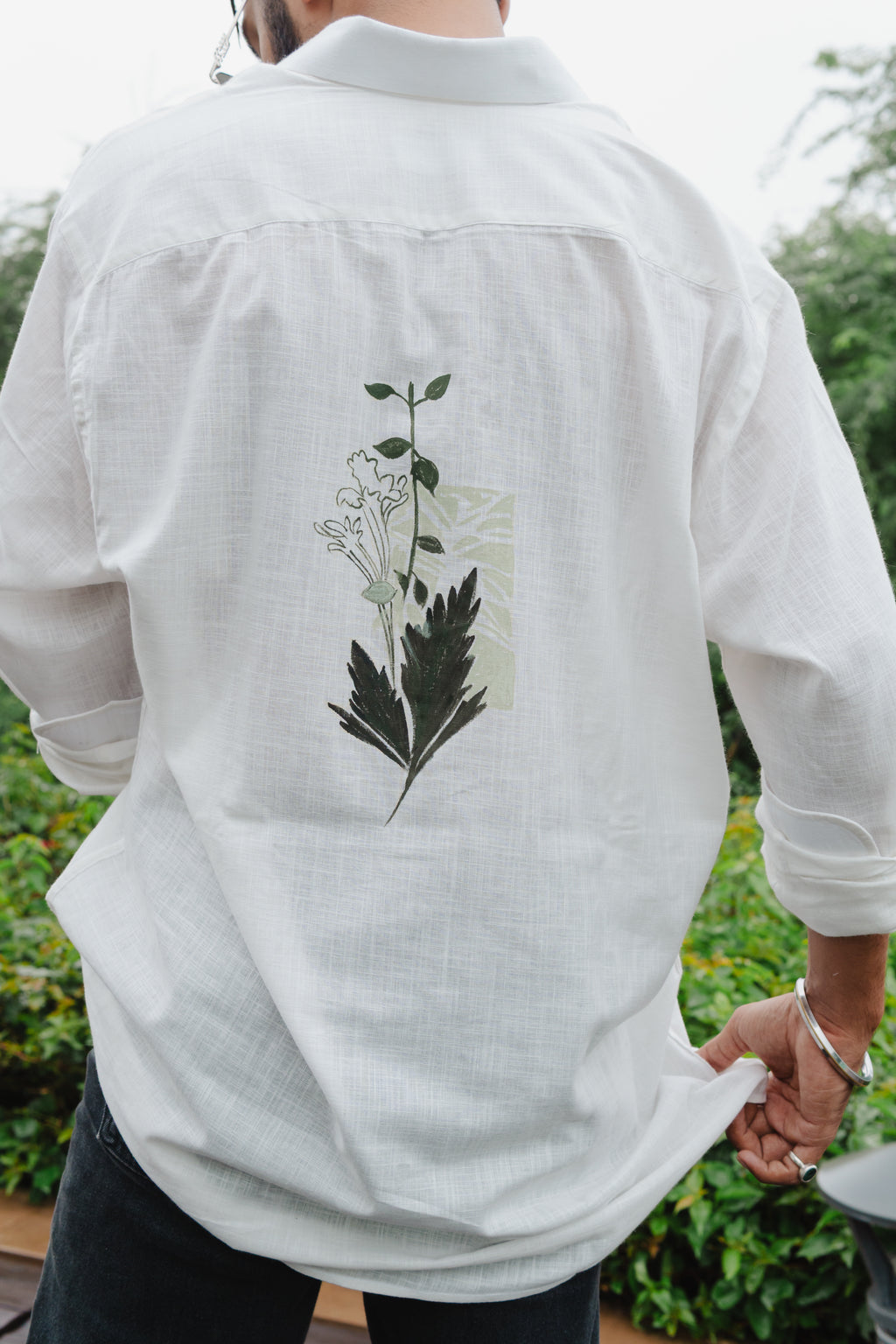 Verdant Whisper – Hand Painted Shirt