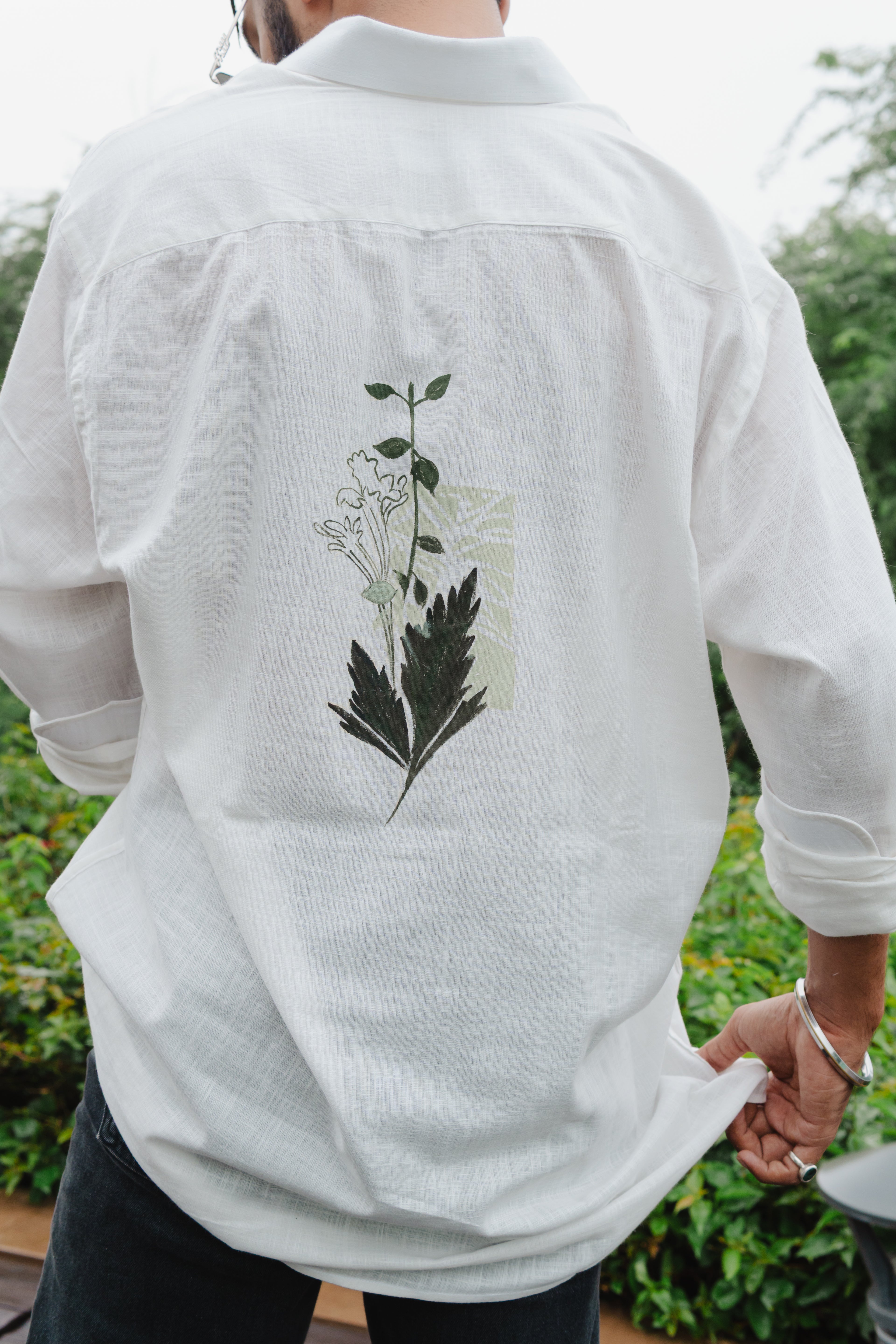 Verdant Whisper – Hand Painted Shirt