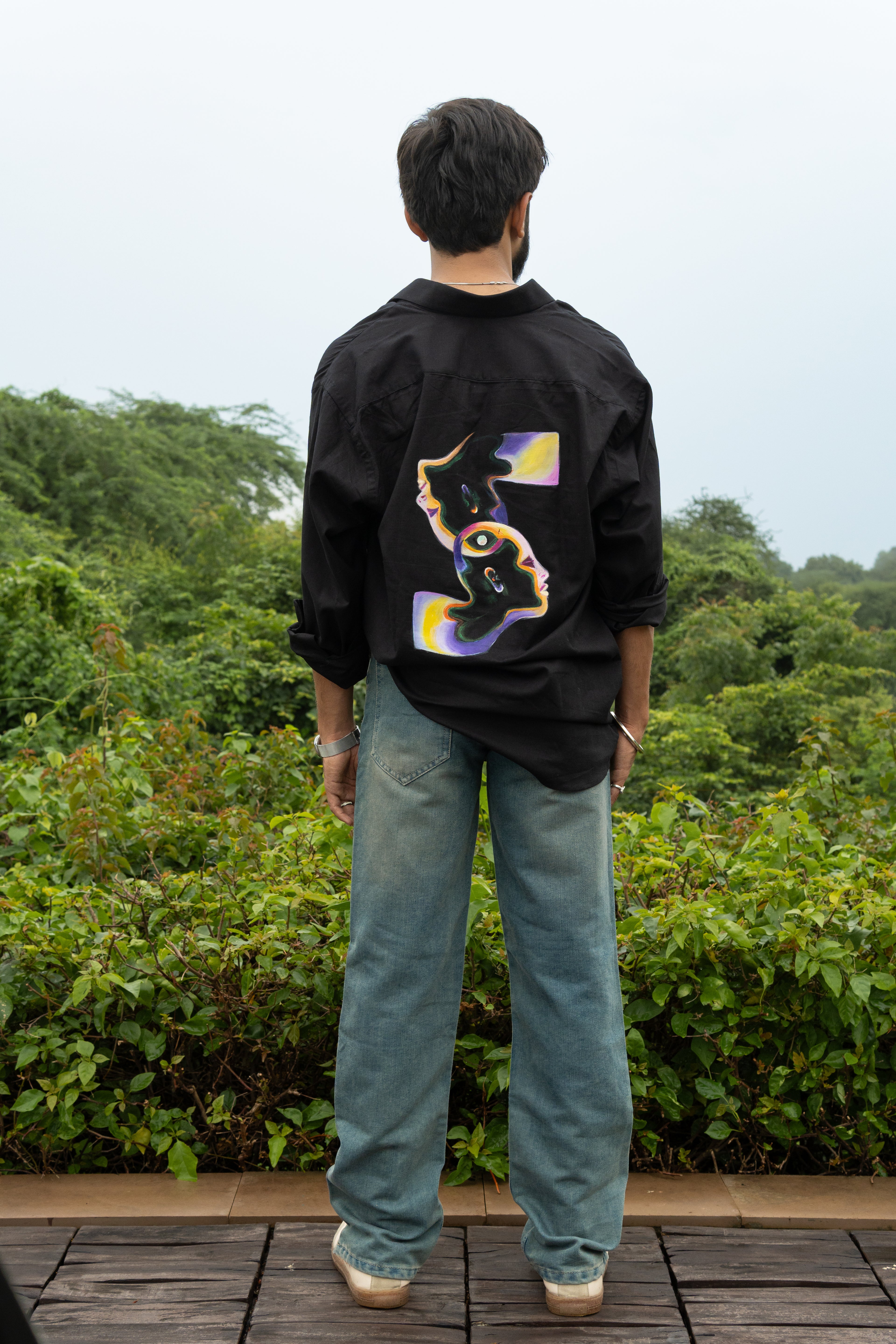 Cosmic Duality – Hand Painted Shirt