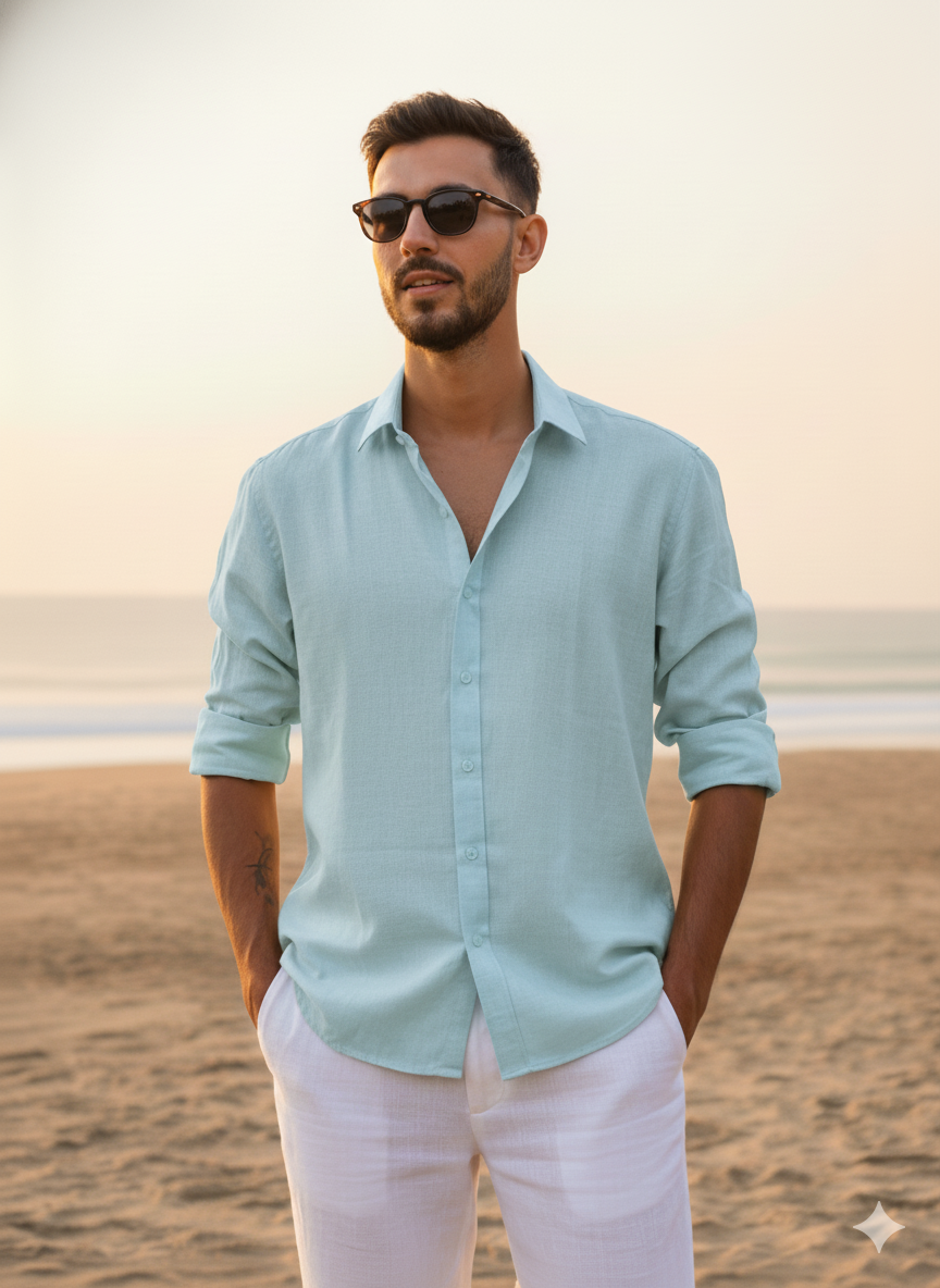 Ocean Haze - Linen Blend Shirt