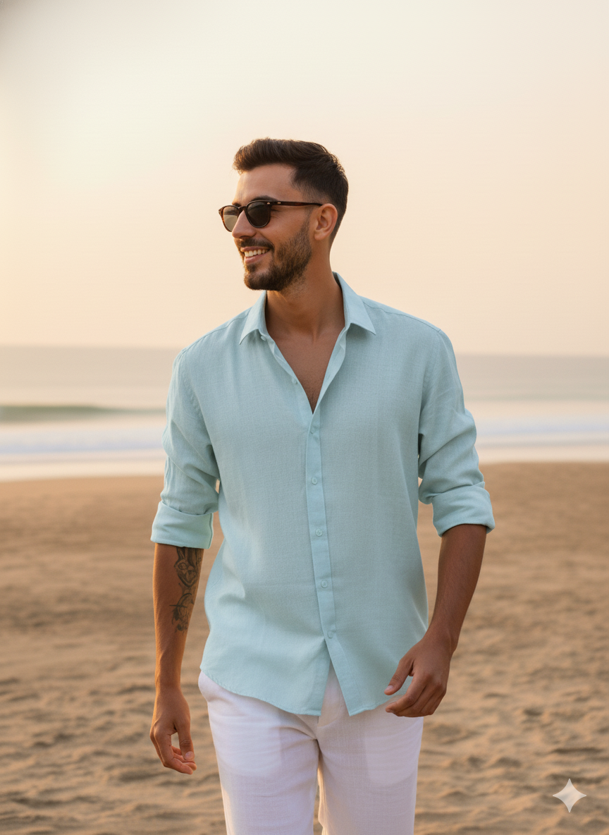 Ocean Haze - Linen Blend Shirt
