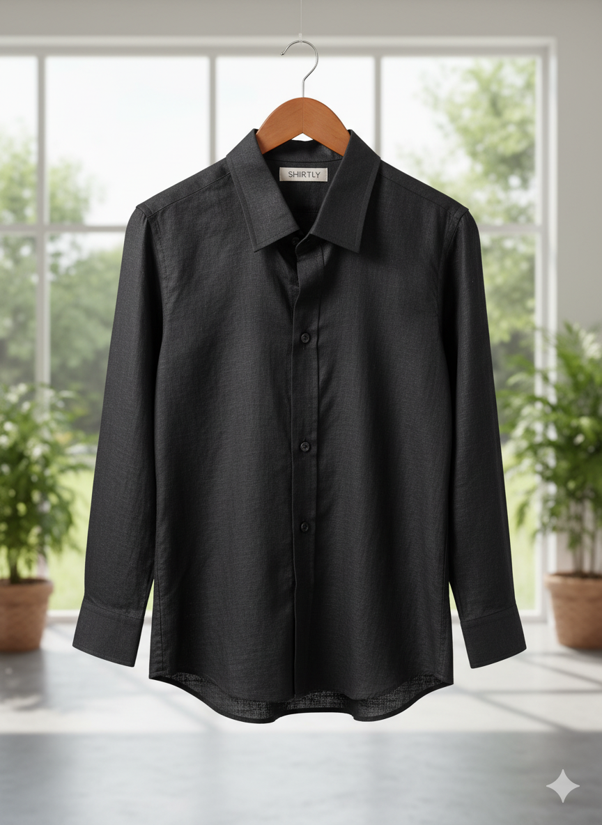 Charcoal Aura - Pure Linen Shirt
