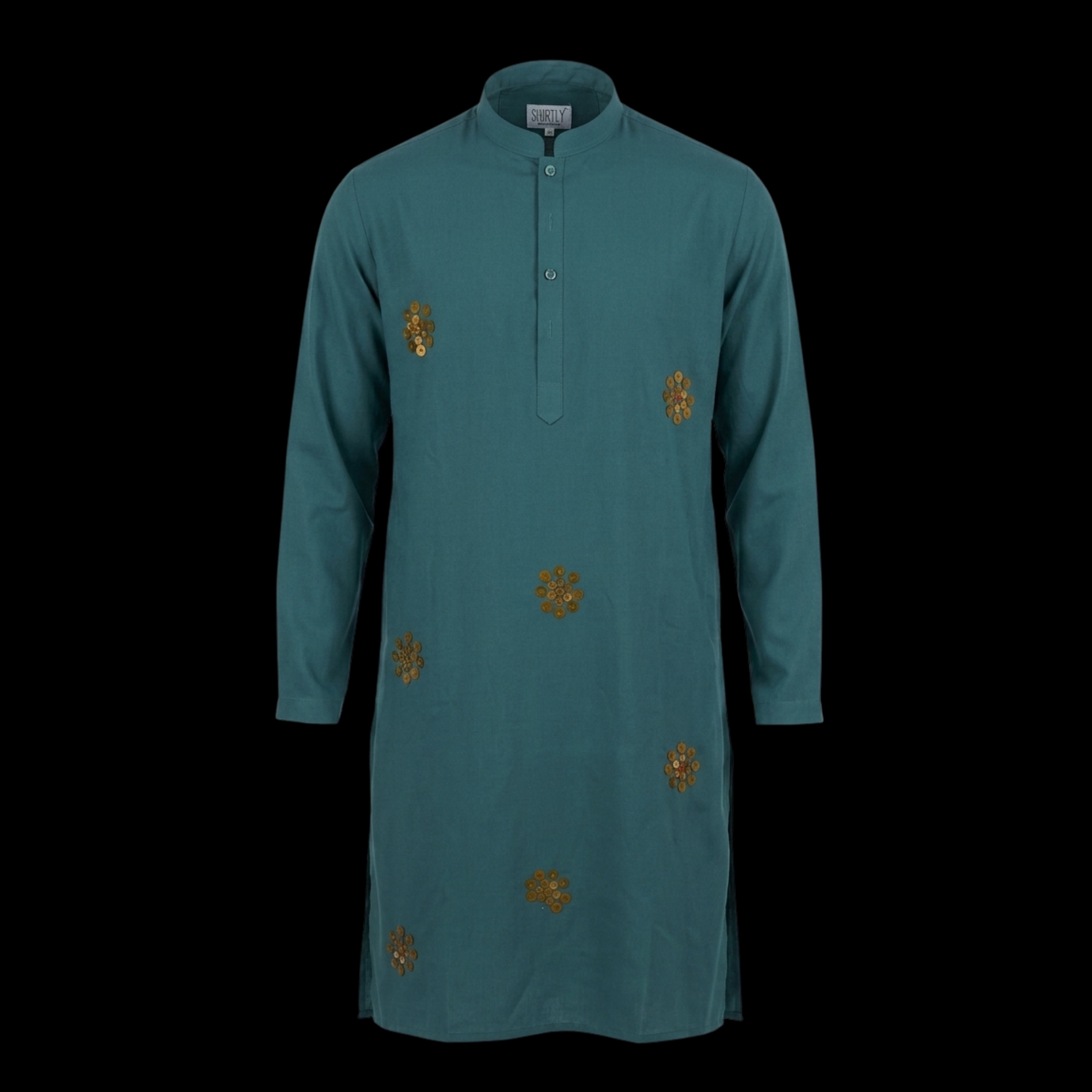 Rama Blue Coin Work Kurta