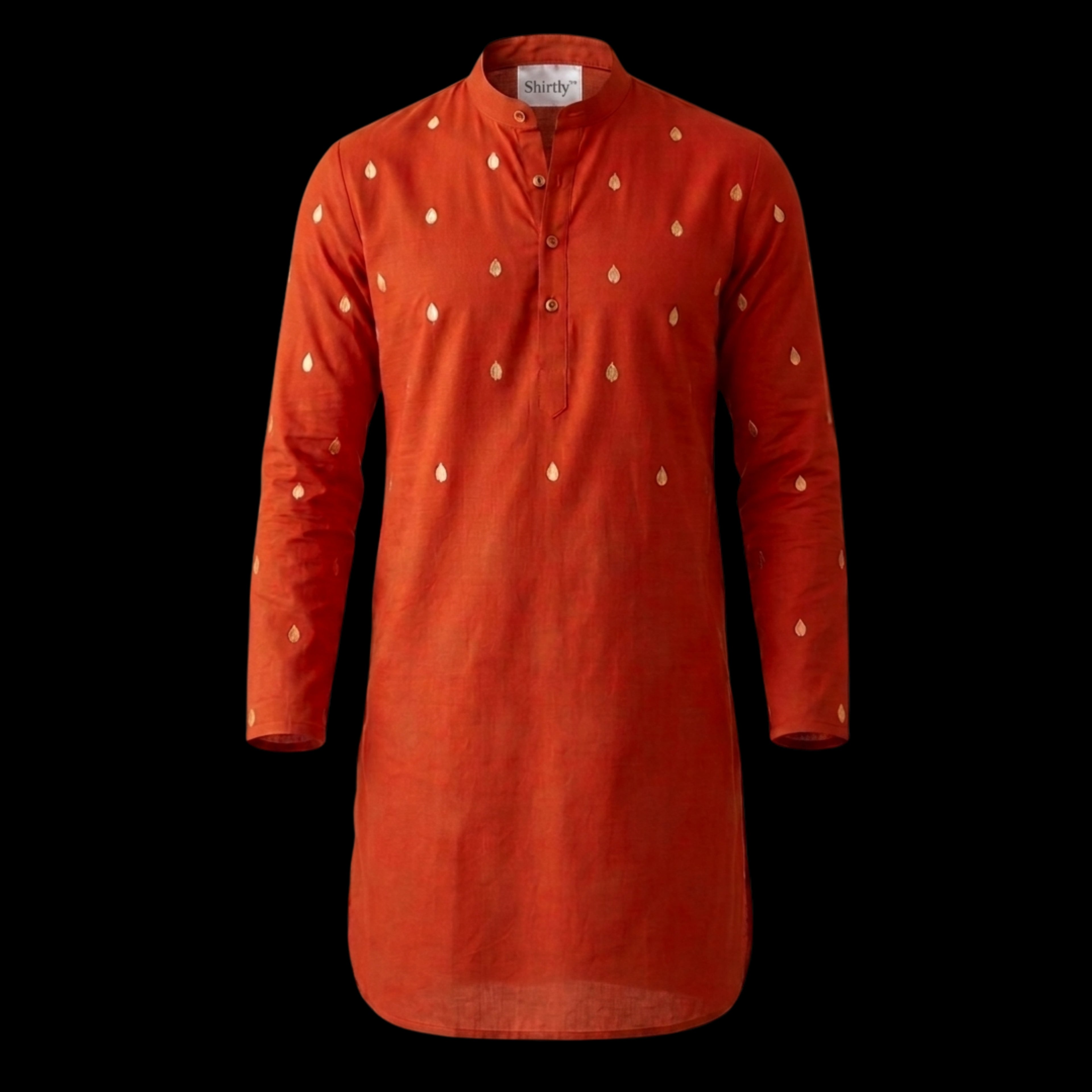 Rust Leaf Work Kurta