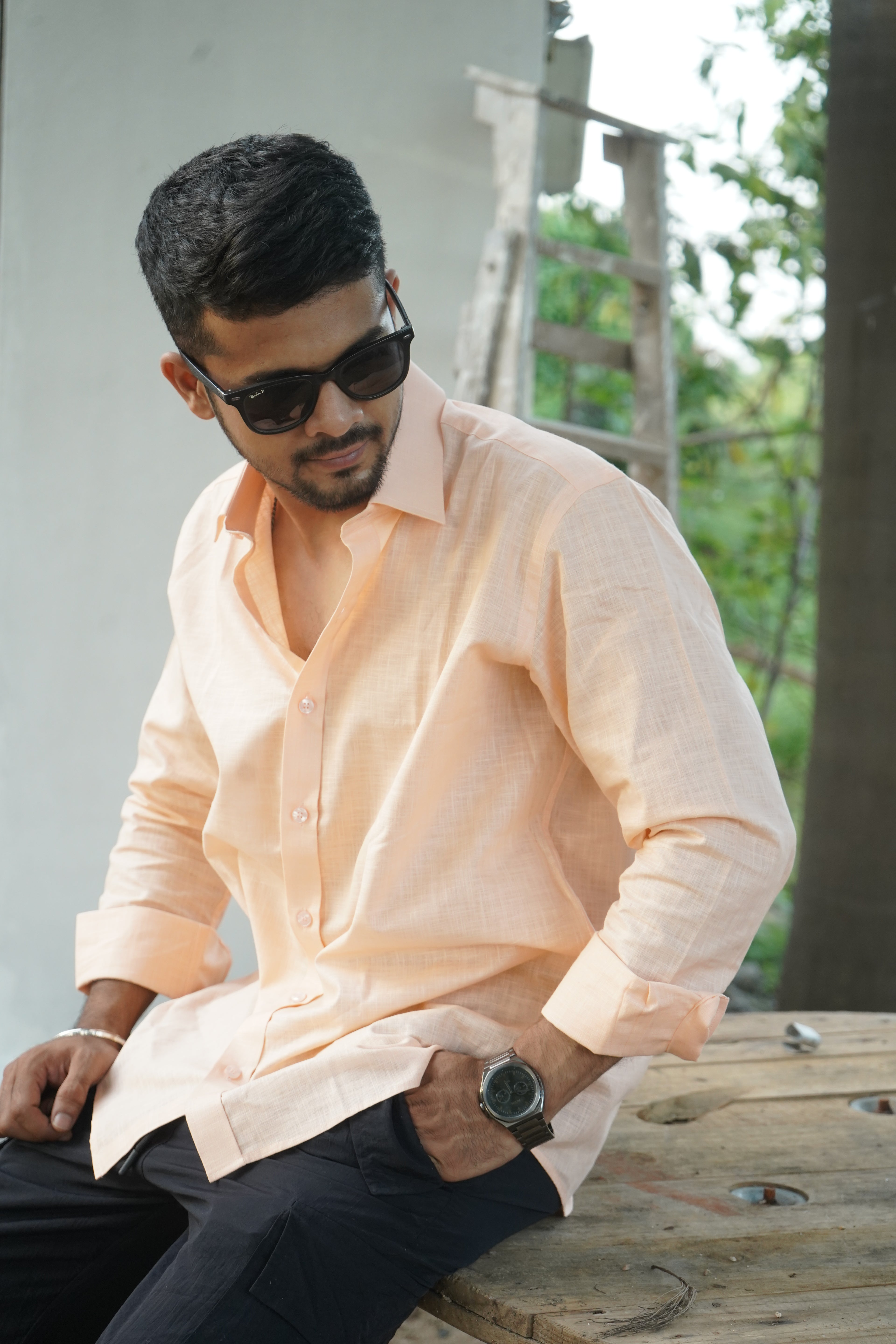 Peach Mist - Linen-Cotton Shirt