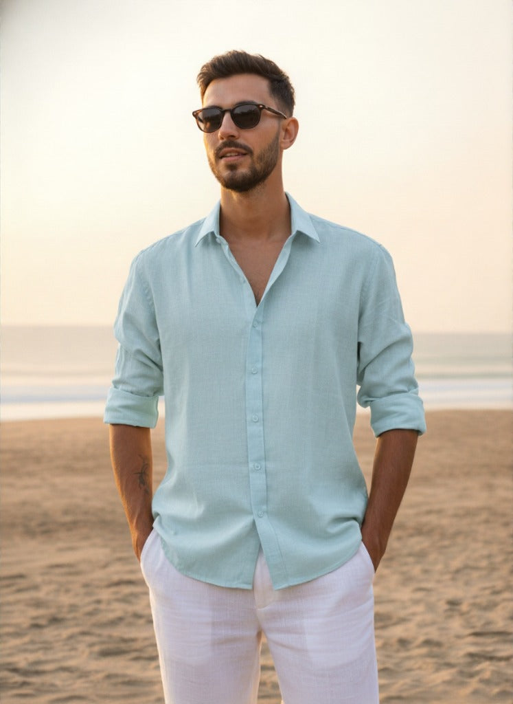 Ocean Haze - Linen Blend Shirt