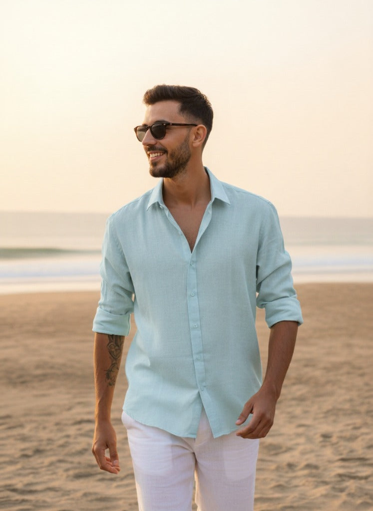 Ocean Haze - Linen Blend Shirt