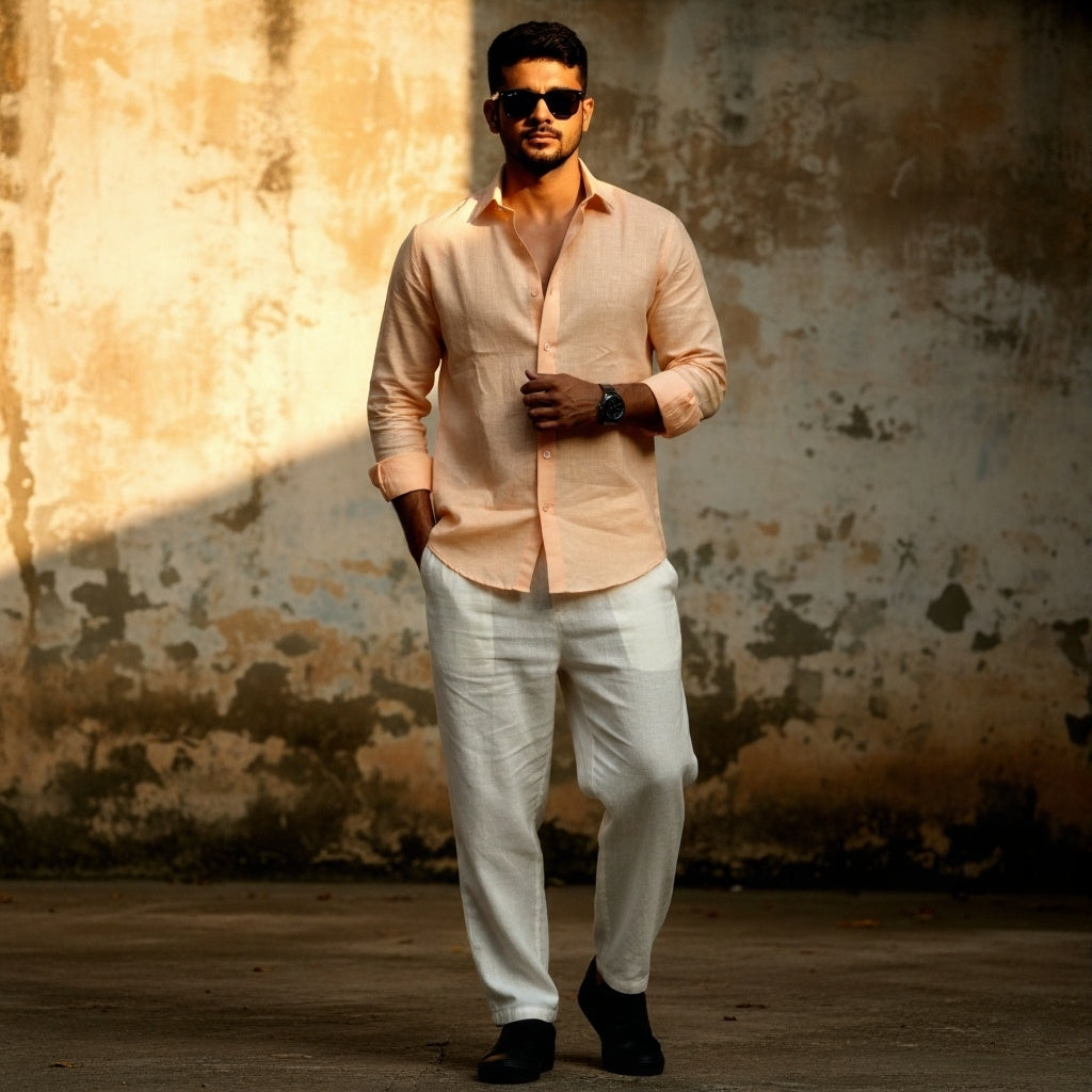 Peach Mist - Linen Cotton Shirt