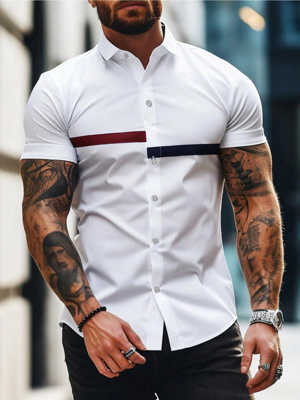 White and Red half sleeve shirt for men