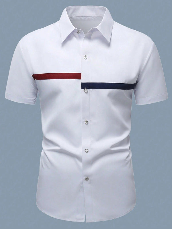 White and Red half sleeve shirt for men