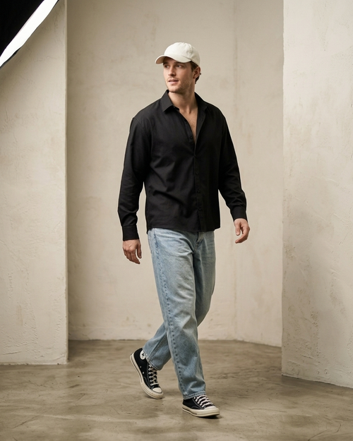 Black-Synthetic Shirt