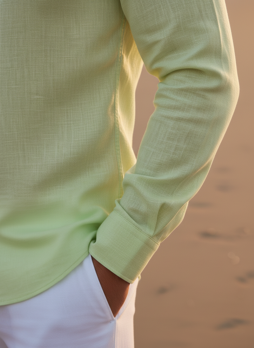 Lime Glow - Linen-Cotton Shirt