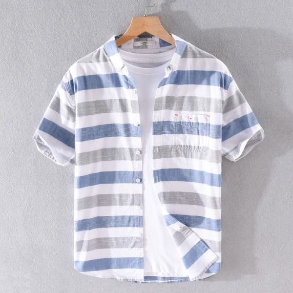 Striped half  Sleeve Cotton Shirt